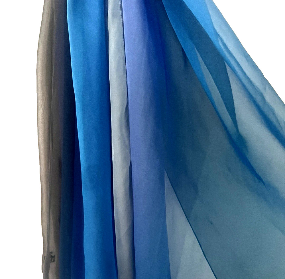 Ralph Lauren Large Multicolor Chaffon Scarf 65" L x 41" W Blue Gorgeous!
